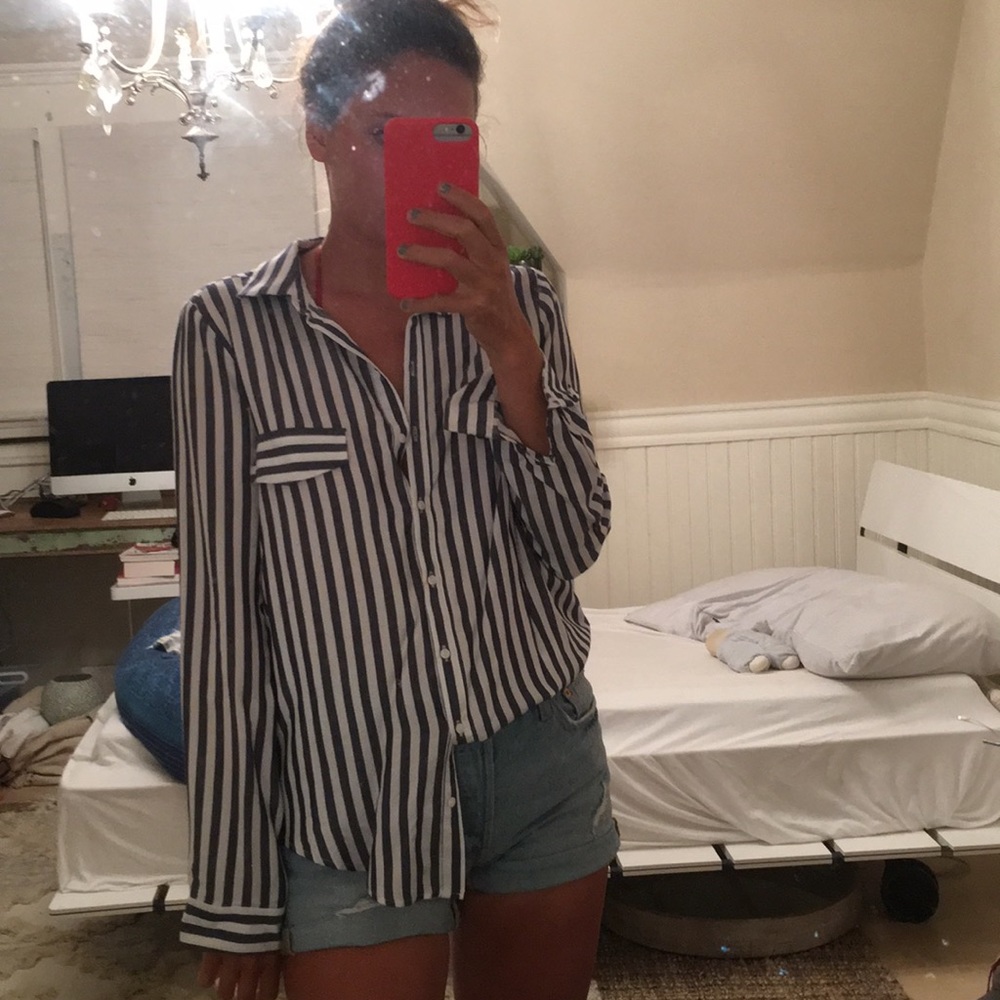 Nautical Pin Stripe Button Up
